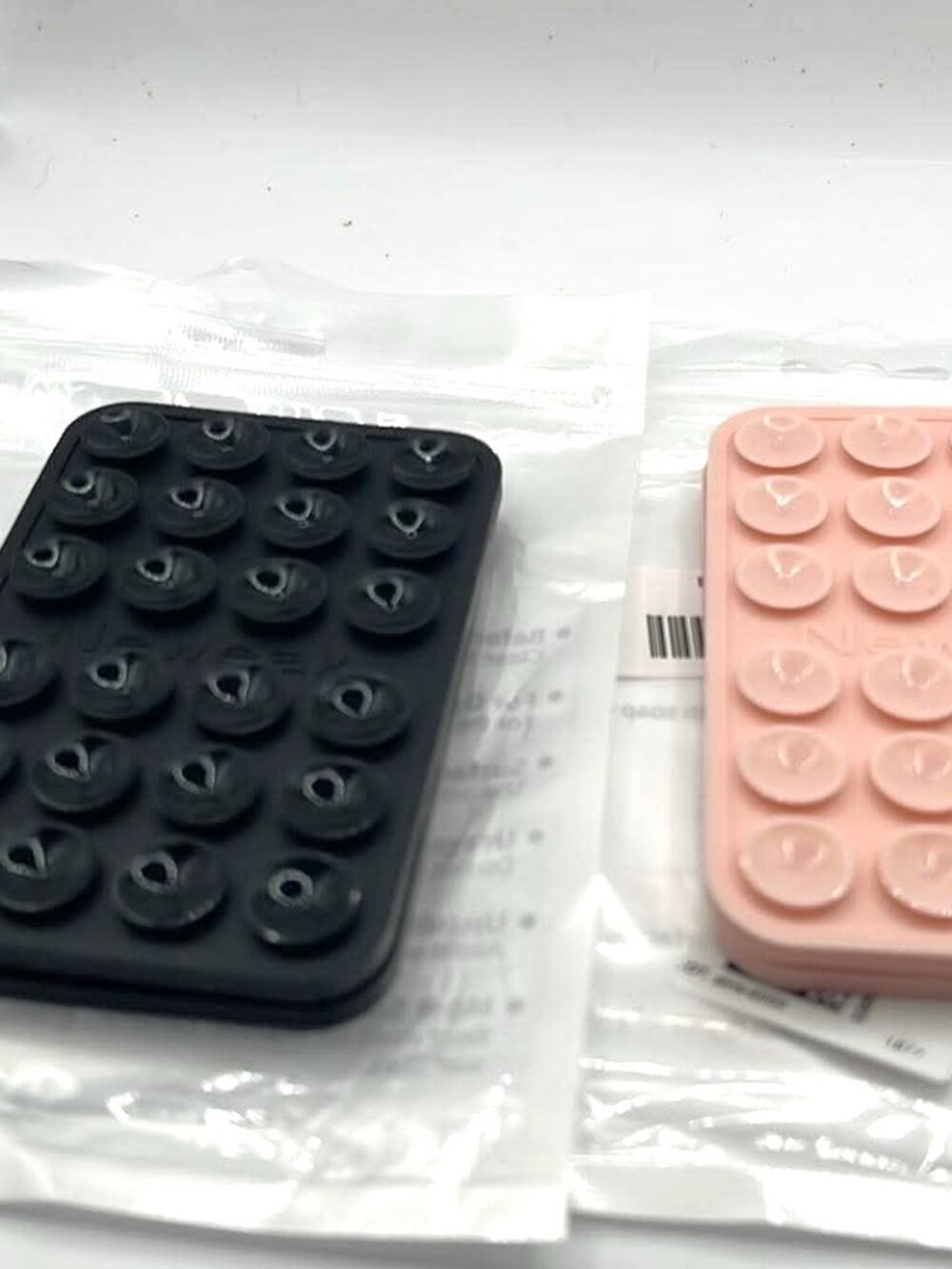 Silicone Phone Sticky Grip, Suction Phone Case Mount - 2 Black & 2 Pink